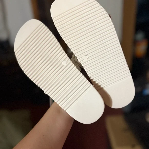 Steve Madden Cream Slide Sandals with Silver Buckles - Picture 3 of 3